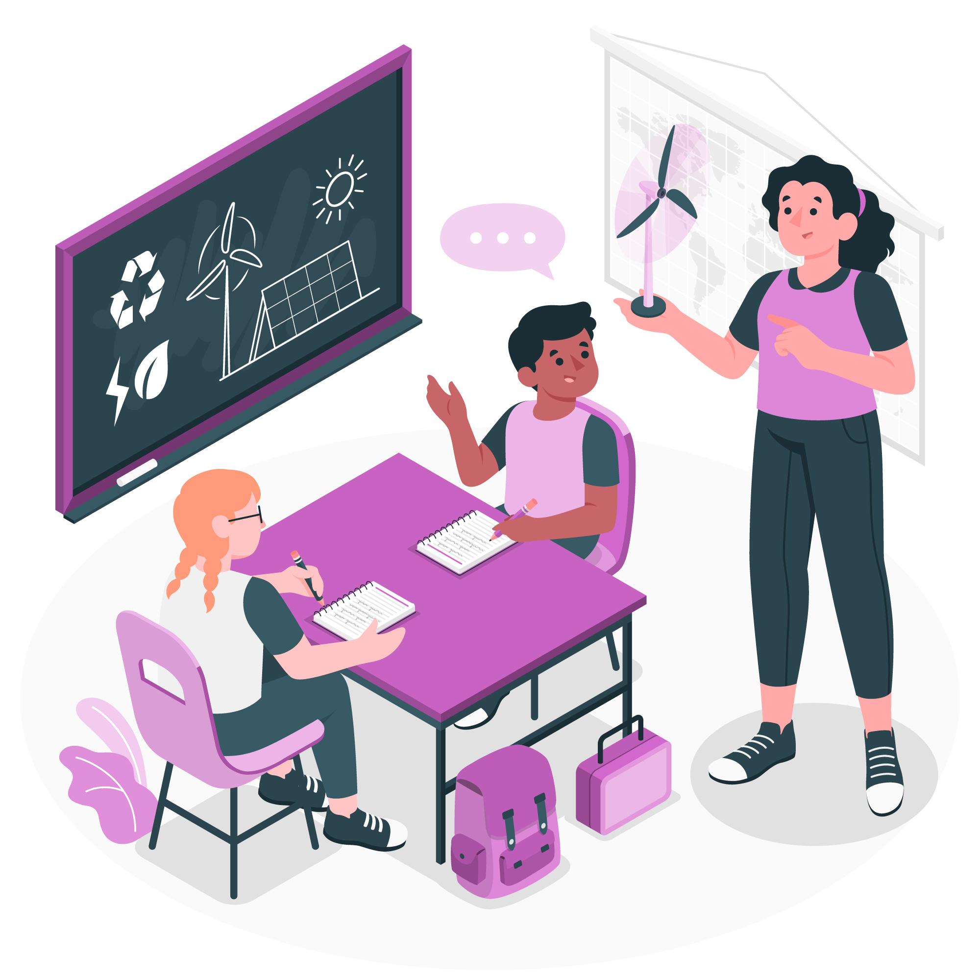 desenho de uma professora com os alunos